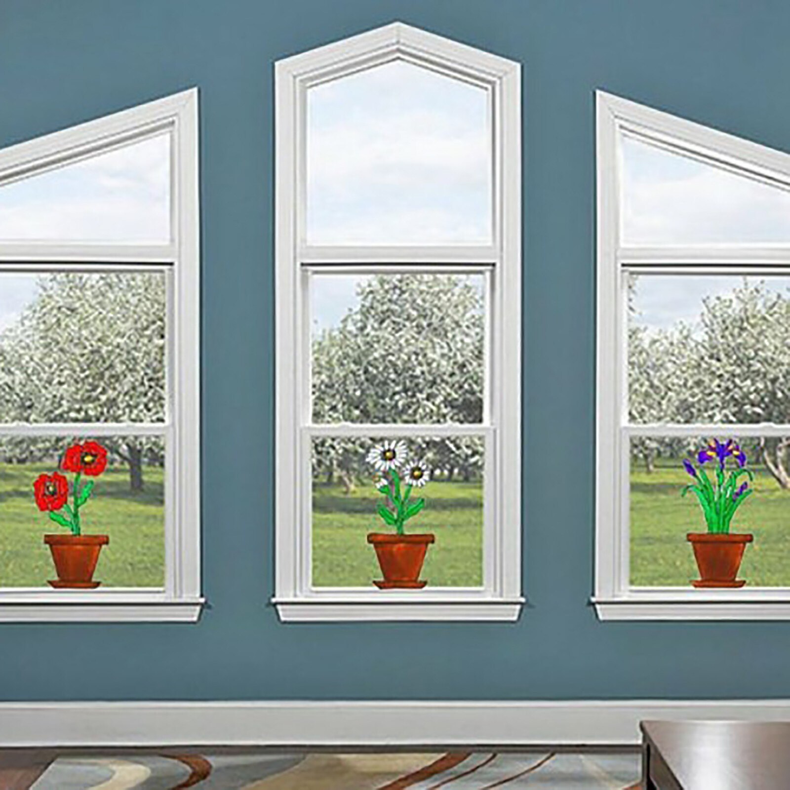 20 x 30cm røde urtepotte klistermærker wallstickers vinduesglas dekoration boligindretning stue mærkater tapet vindueskarm indretning