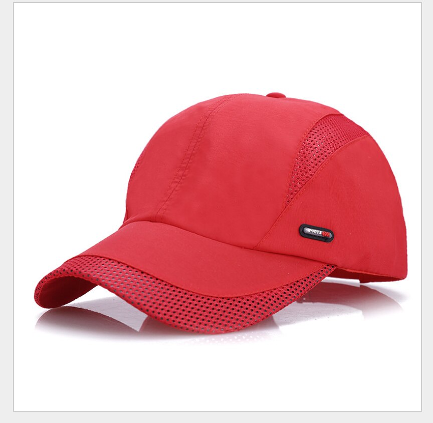 Gorra de béisbol transpirable para hombre y mujer, gorro de béisbol de secado rápido, Color puro, Unisex: Rojo