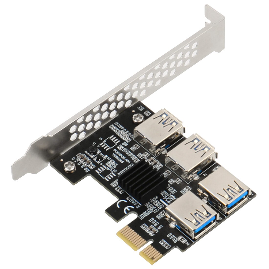 XT-XINTE PCI-Express 1 to 4 Slot PCIe 1x to 16x Riser Card PCIE USB3.0 Ports Adapter Multiplier Expansion for PC Computer