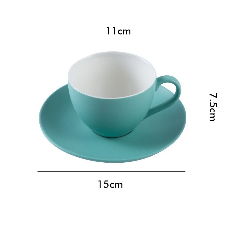Large Capacity Ceramic Coffee Cup and Saucer Set Tableware Breakfast Milk Afternoon Tea Cappuccino Latte Mug for Dad Mom: Mint Green