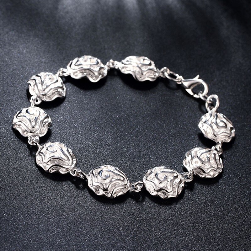 925 sølv smykker romantisk rose blomst halskæde ørering ring armbånd sæt til kvinder bryllup smykker