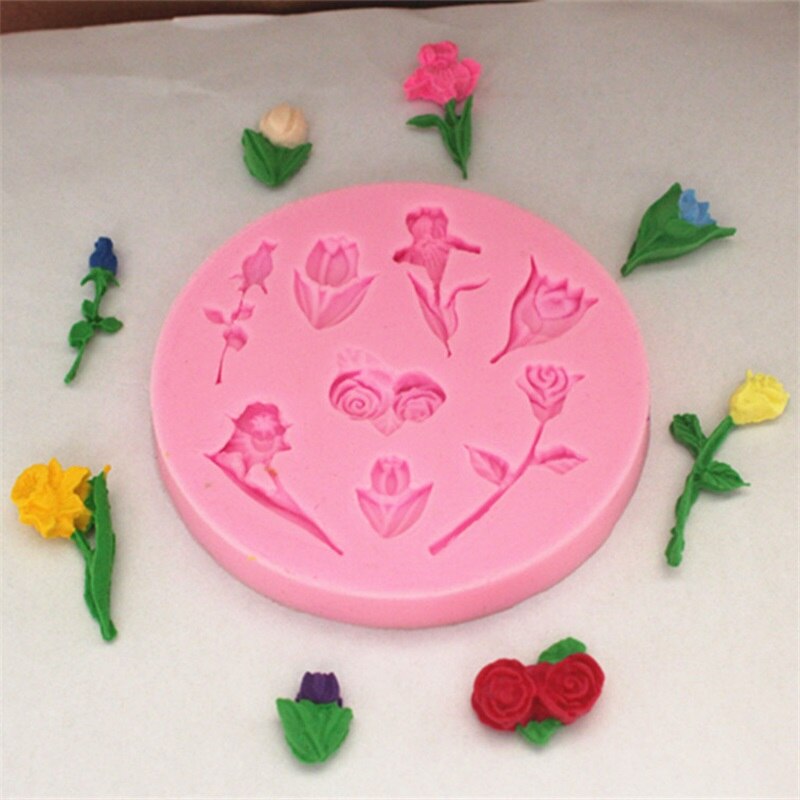 3D Food-grade Silicone Mold Rose Bloem zeep Siliconen Mal Fondant Decorating Cake Chocolade Candy Jello Keuken Bakvorm