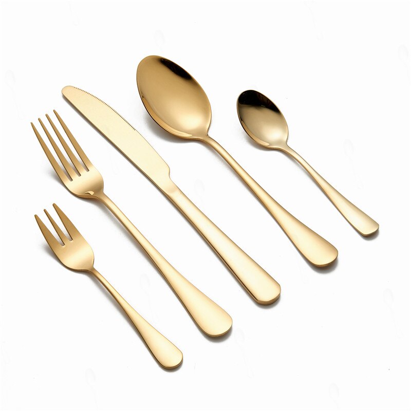 Regenboog Servies Bestek Set Vork Lepel Bestek Kleur Rvs Servies Set Kleurrijke Hotel Party Keuken Diner Set: gold 5pcs