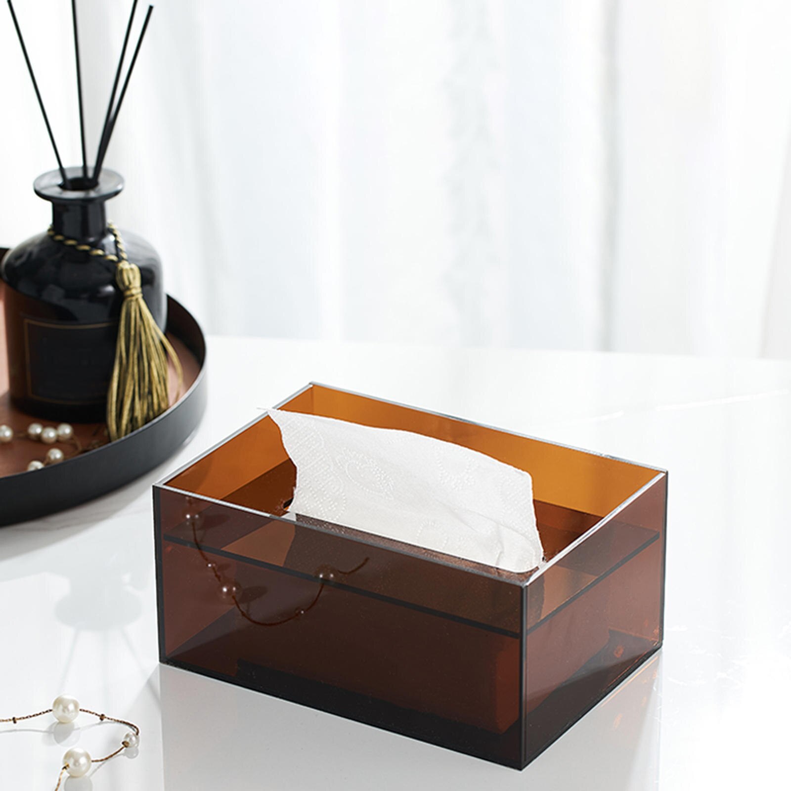 Facial Tissue Dispenser Box Portable Rectangle Storage Modern Accessories Acrylic Tissue Box Toilet Paper Box for Bathroom Home