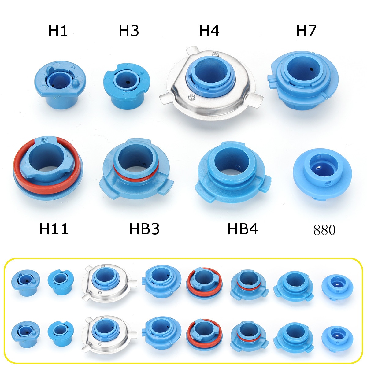 Base de lâmpada de farol para carro, 2 peças, suporte para substituição 880/hb4/hb3/h11/h7/h4/h3/h1