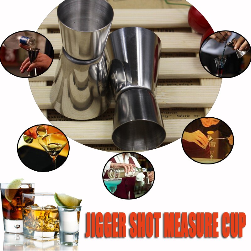 1Pcs 25/50ml Stainless Steel Double Single Shot Measure Wine Jigger Spirit Bar Cocktail Drink Measure Cup Shaker Bar Party