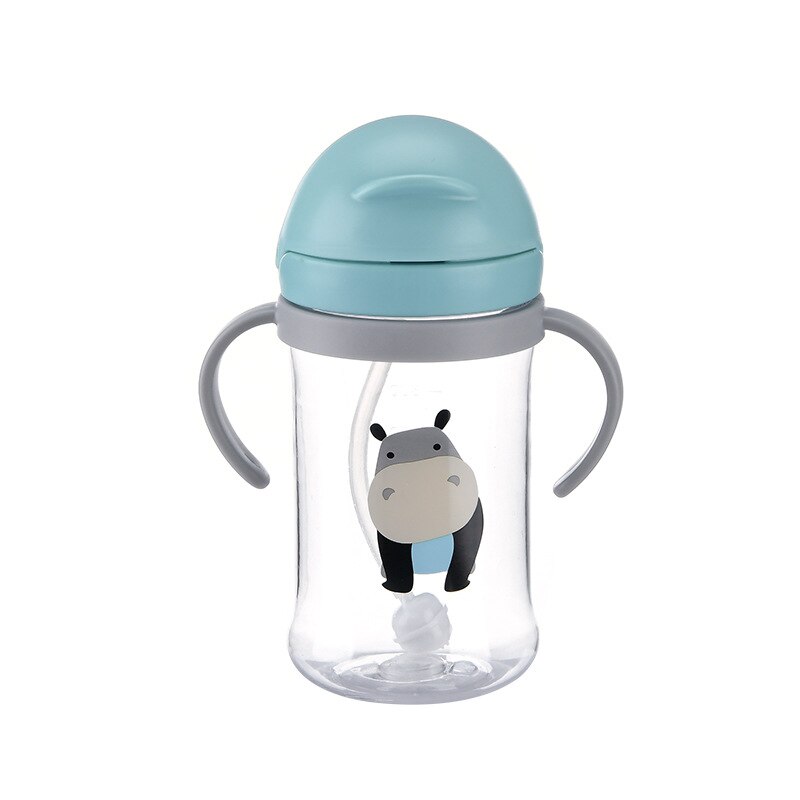 250/350ml babymatande halmkopp barn lär sig mata dricka tritan vattenflaskor barn träningskopp med gravitationsboll: 350ml gröna