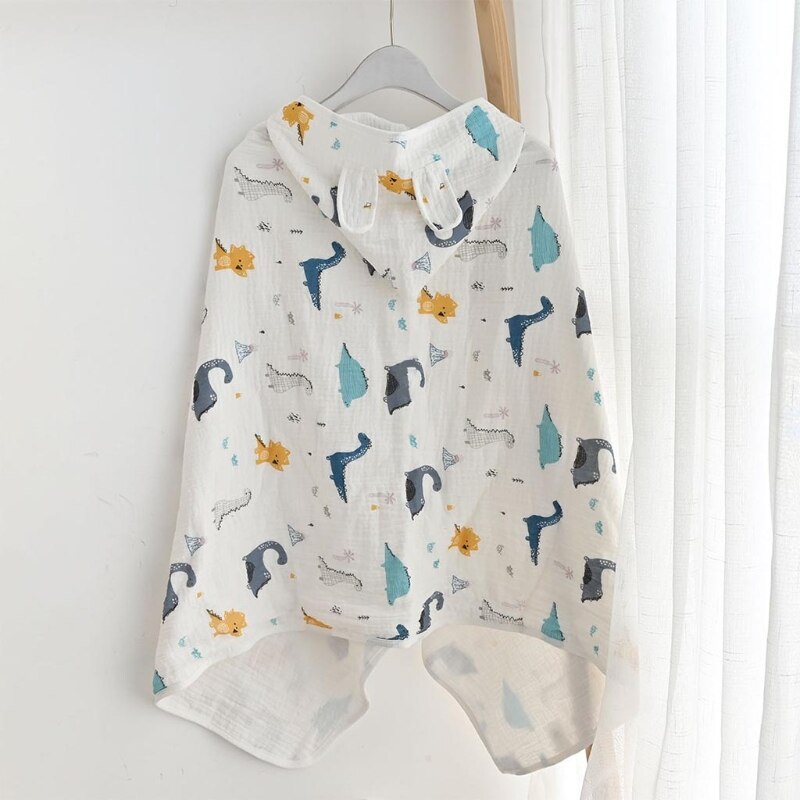Toalla de baño con capucha para bebé y niño, bata de baño con estampado de dibujos animados, manta envolvente, capa absorbente de algodón suave, Poncho, bata para niño