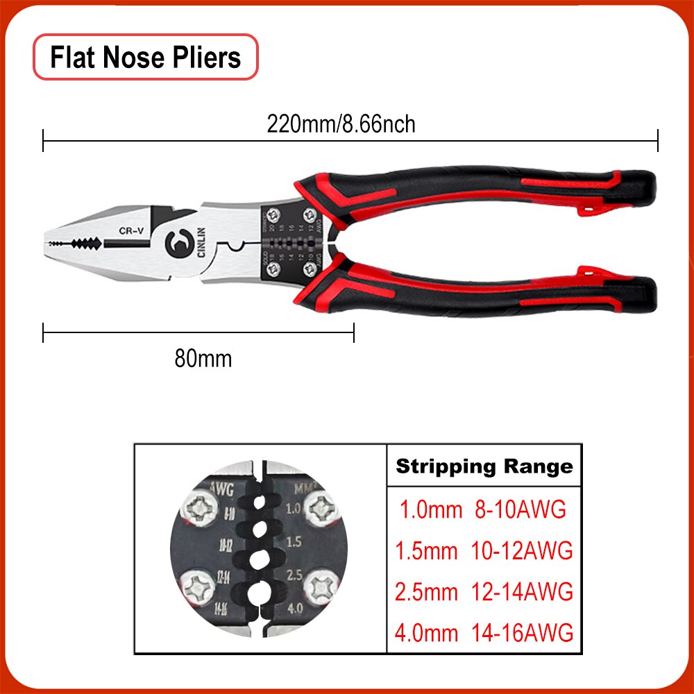 Multifunctionele Universele Punttang Diagonale Tang Universele Kniptang Elektricien Speciale Tangen Tool: Flat Nose Pliers