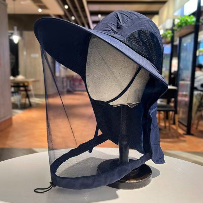 Gorro antimosquitos plegable a la con malla de red oculta para mujeres y hombres, gorro repelente de insectos y abejas, gorro de pesca con protección solar: Gris