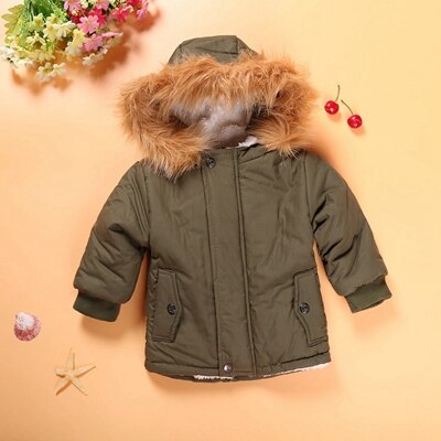 Bébé ArmyGreen manteau pour garçons vêtements enfant hiver fourrure à capuche épaissir manteau enfants coupe-vent vers le bas veste d'extérieur: 2T