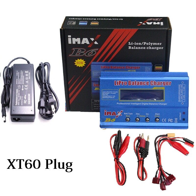 IMAX B6 80W con alimentación de CA 12v 5A Adapter RC + Tamiya T enchufe para lipro NiMH NiCd cargador de equilibrio de batería: B6 XT60 adapter
