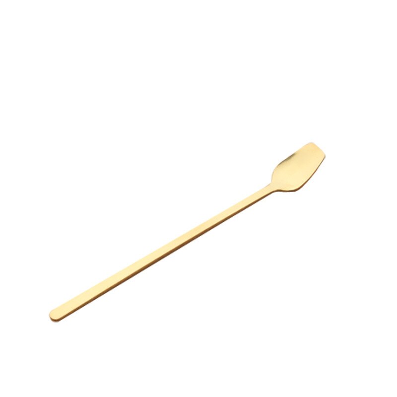 Stainless steel square head ice spoon, dessert long-handled square bowl, coffee spoon, Korean , gold-plated collocation cup