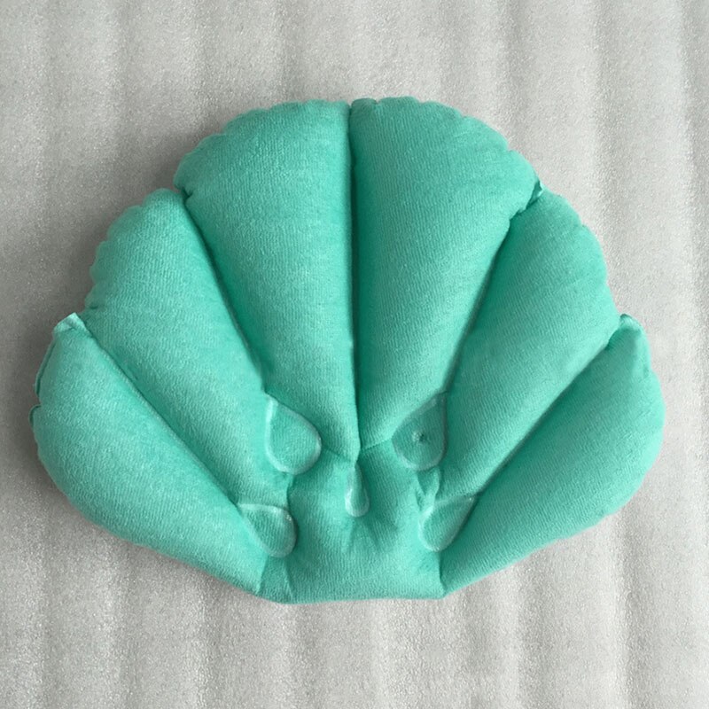 Home Bath Spa Neck PVC Inflatable Bath Pillows Suction Cups Shell Shaped Bathtub Pillow Random Color Bathroom Pillow Headrest