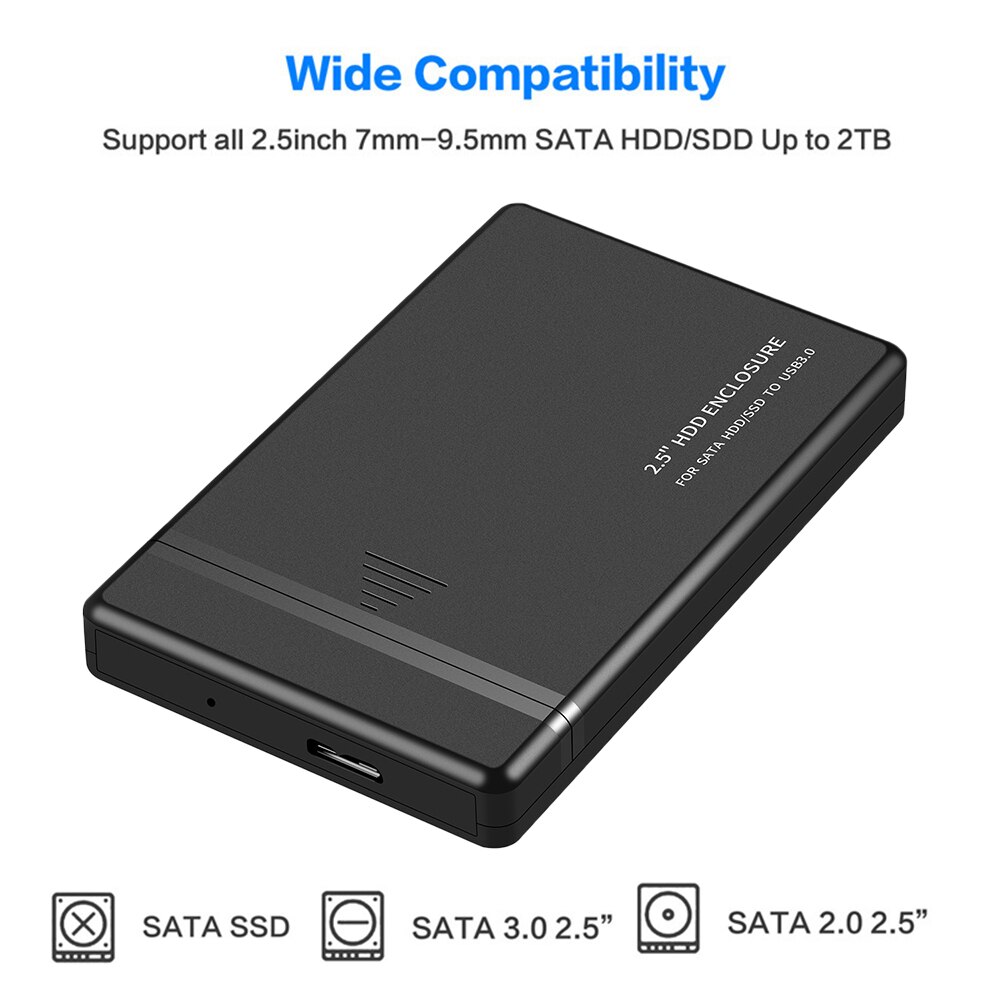 2.5 Inch SATA Hard Drive Enclosure HDD/SDD to USB2.0 3.0 External Hard Drive Disk for Game Console HDTV Computer