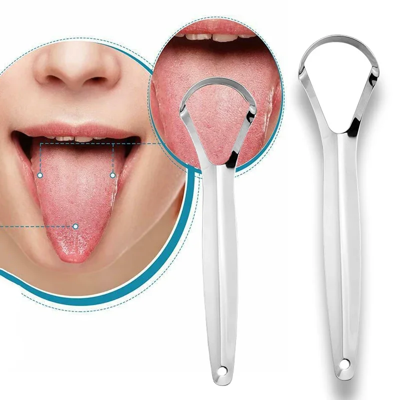 Halitosis Tongue Coating Tongue Scraper Stainless Steel Cleaning Remover Tongue Coated Brush Scraping Tongue Oral Hygiene Tools