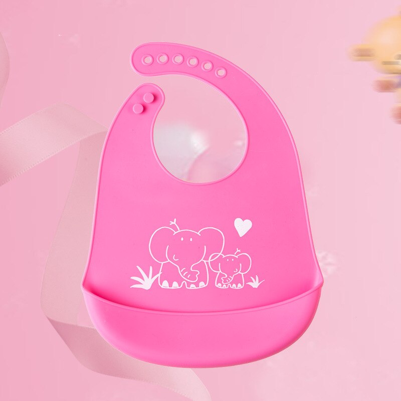 Infant Baby Boys Girls Silicone Waterproof Cute Toddler Bib Washable Roll Up Crumb Catcher Feeding Eating Baby's Bib: Pink