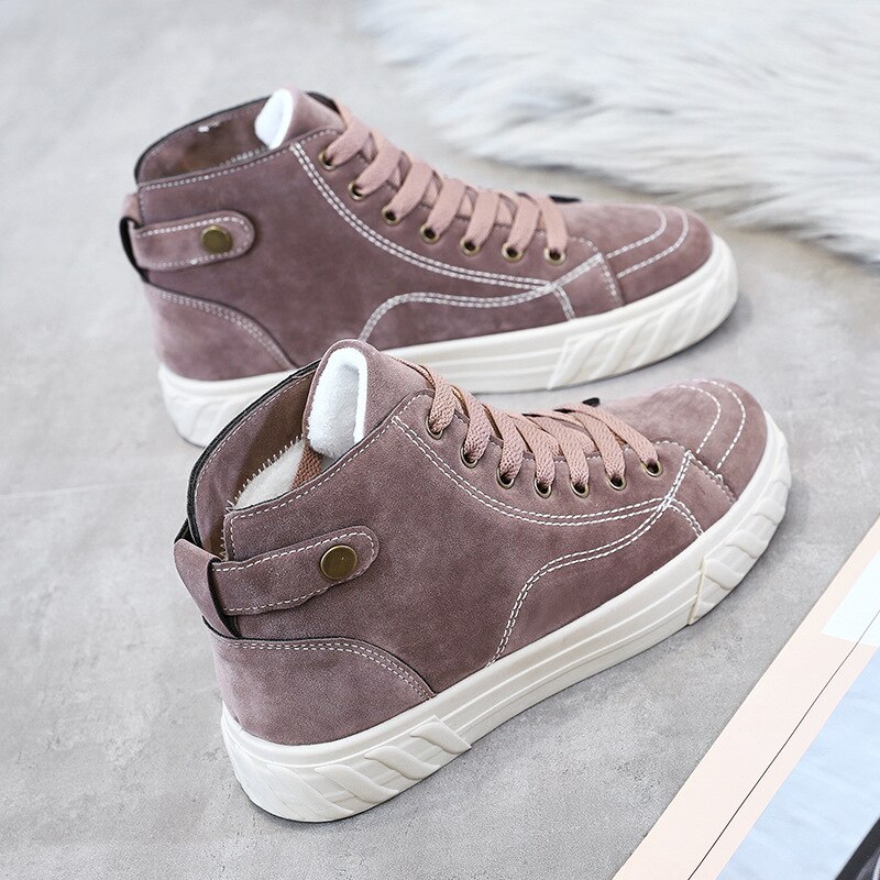 Varma sneakers för kvinnor höst och vinter stilar med bomull och sammet sport varma promenadskor kvinnor za -124: Bönpasta / 9
