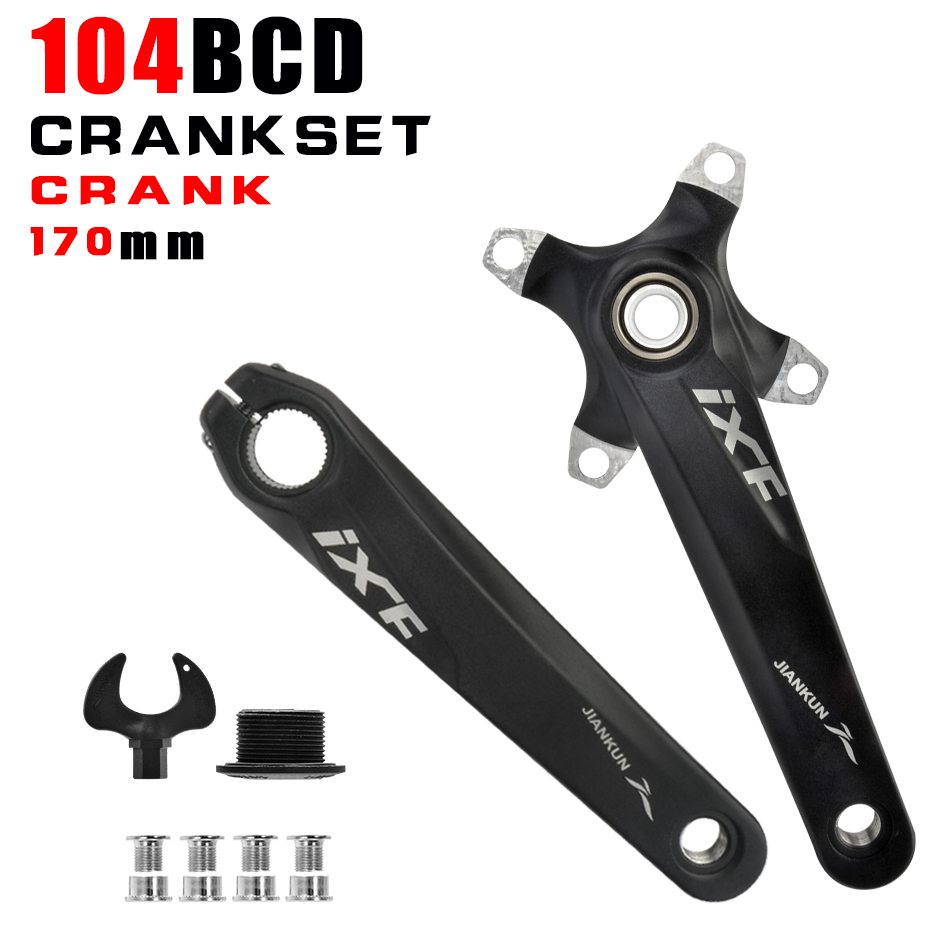 IXF MTB bike crankset bicycle hollow integrated crank modified single disc 104BCD 32 34 36 38 40 42T crankset bottom bracke: Clear
