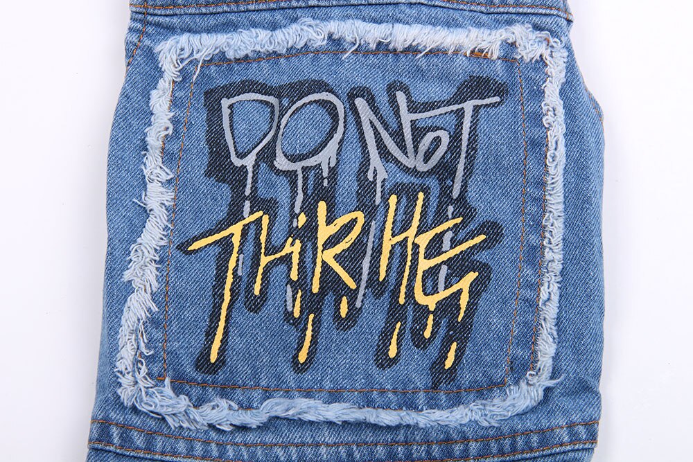 Pet Blue Dog Jeans Jacket Letters Print Blue Denim Coat Vest Pet Puppy Clothes Apparel 6 sizes