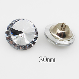 Botones de cristal transparente con diamantes de imitación para decoración de niños, suministros de bordado, manualidades de costura, decoración de boda, 10 Uds.: 30mm