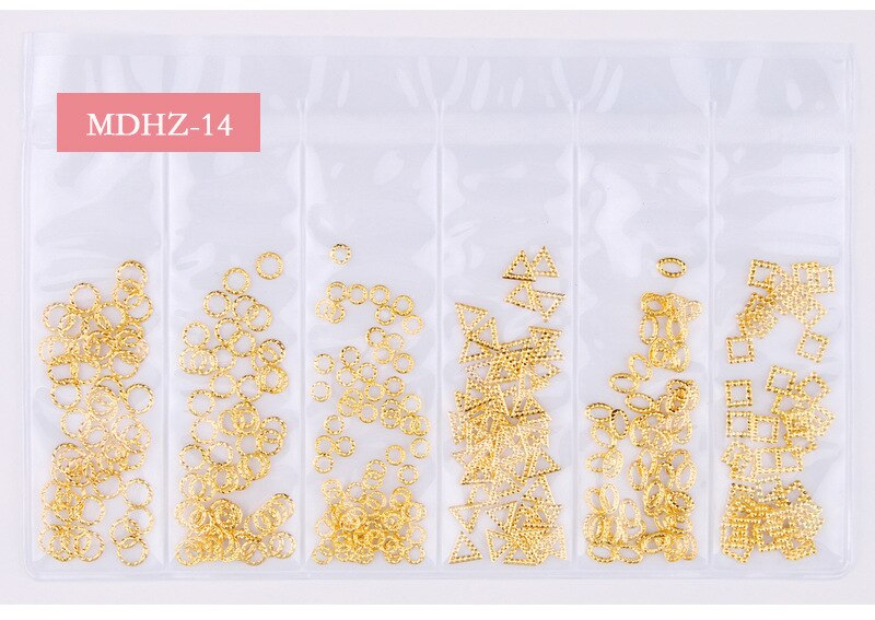 CHNRMJL 6 Entwürfe/Pack Ultra-dünne Hohl Legierung Nagel Niet Dekorationen Schmuck DIY UV Gel NäGel Kunst Polnischen zubehör Manikübetreffend: 14