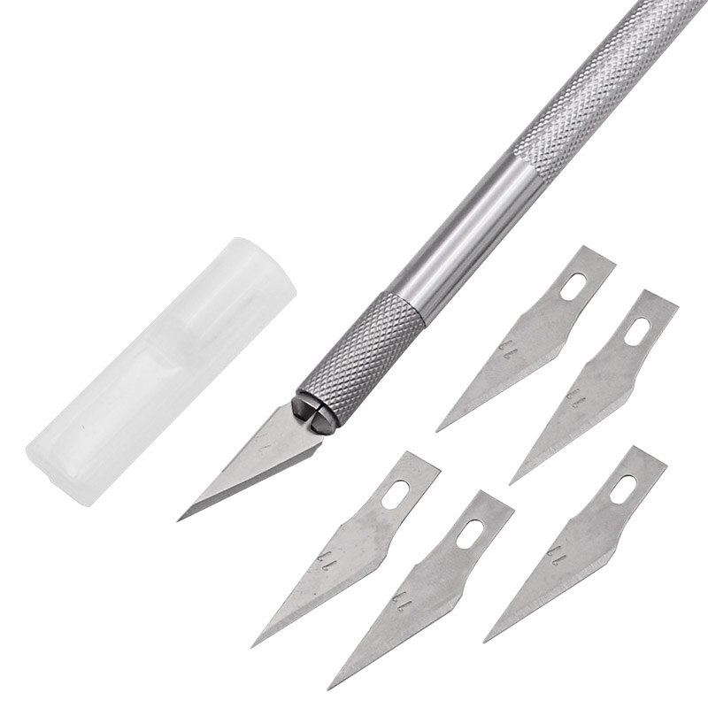 Absf skridsikker metal skalpel værktøjssæt fræser gravering håndværksknive +5 stk knive mobiltelefon pcb diy reparation håndværktøj
