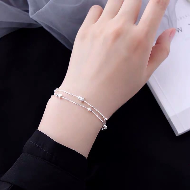 Fine 925 sterling silver Chain stars Bracelets for women Charms party Wedding Jewelry