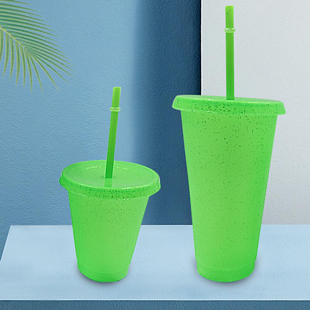 Green Portable Water Bottle Reusable High-capacity PP Straw Green Drinking Tumbler Cup for Office Students Kitchen Products