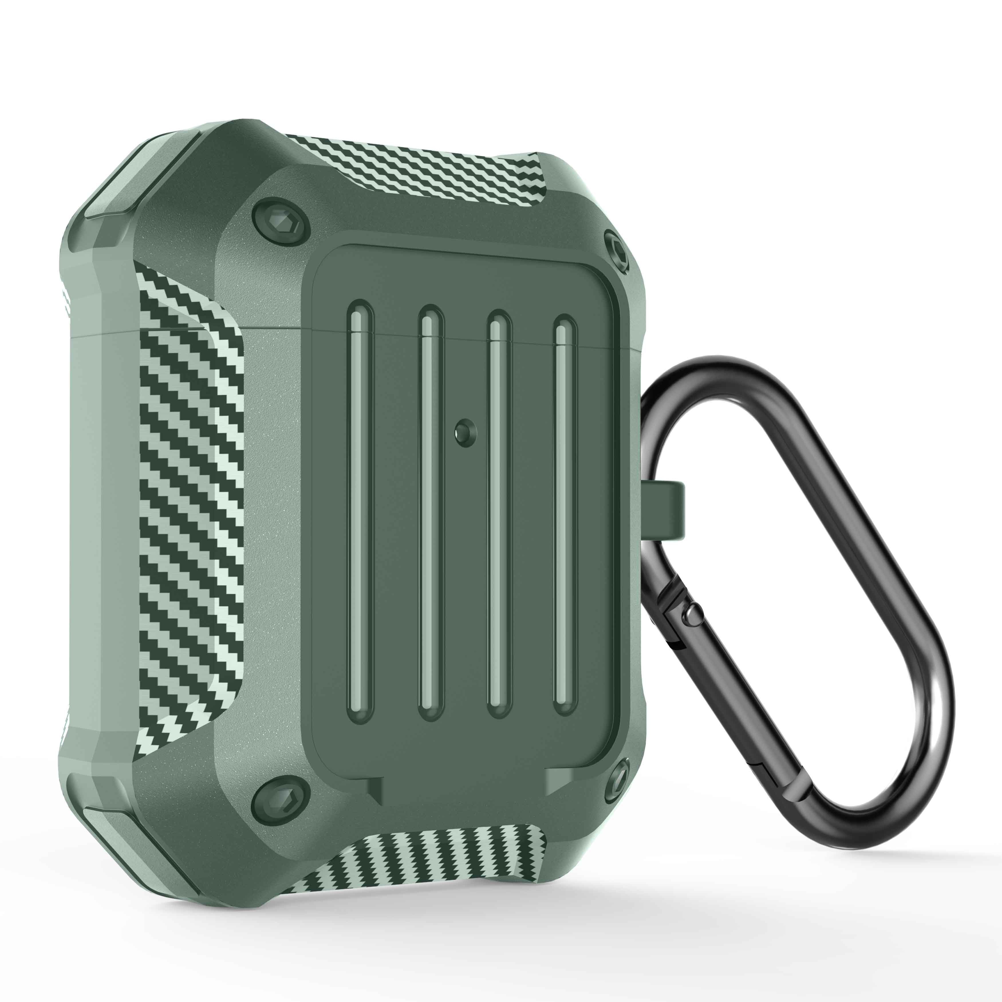Fodral för airpods 1 2 3 pro lyxfodral air pods 3 gen silikonskydd mjuk kolfiber airpot aipods coque funda skin capa etui: Grön för airpod 1 2