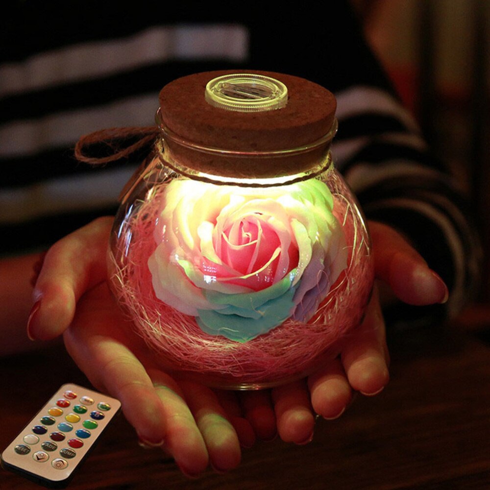 Botella Led Rosa Botella de deseo Rosa eterna que nunca se marchito... – Grandado