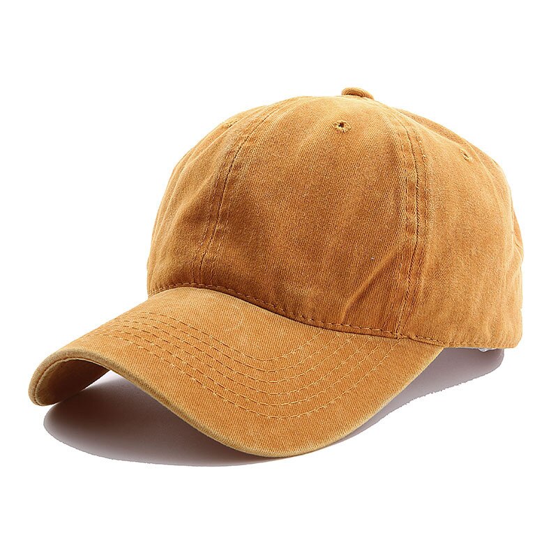 Washed Cotton Pure Color Light Board Women Men Baseball Cap Multi-Color Optional Bone Cap Adjustable Outdoor Hip-Hop Hat: Ochre