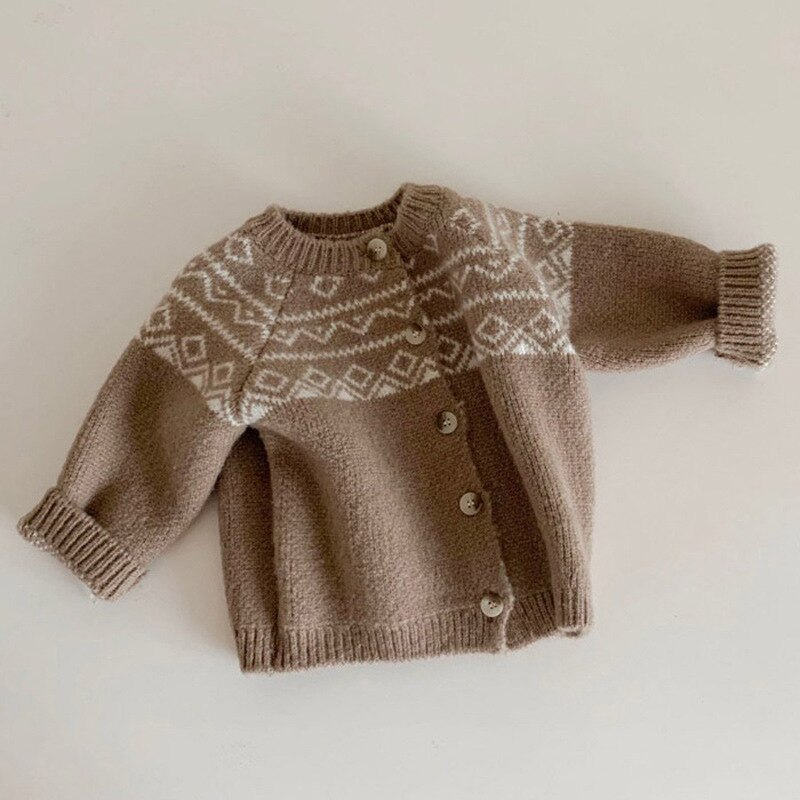 2022 primavera New Baby maglione ragazzi e ragazze cardigan in maglia cappotto neonato maglieria bambino manica lunga cotone giacca bambino top: BS010615brown / 9M   70cm