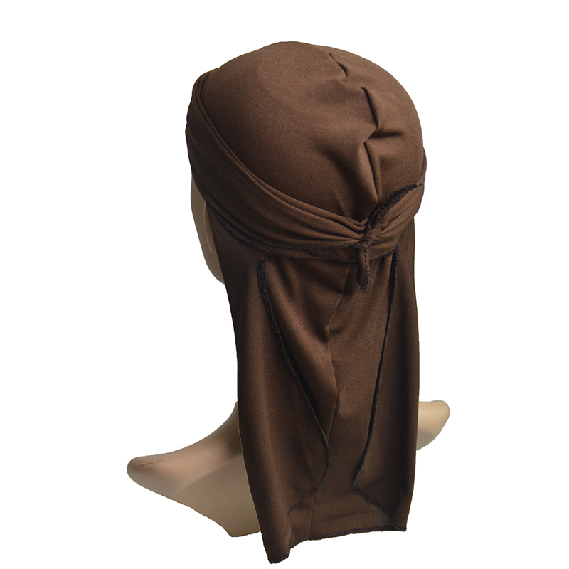 1pc mænds pandebånd elastisk fest lang blød justerbar biker hoved wrap kraniet cap spandex 6 farver behagelig: Kaffe