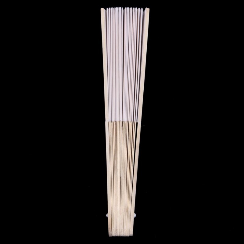 24 pcs/lot White Folding Silk Hand Fan with bag Wedding & Party 21cm