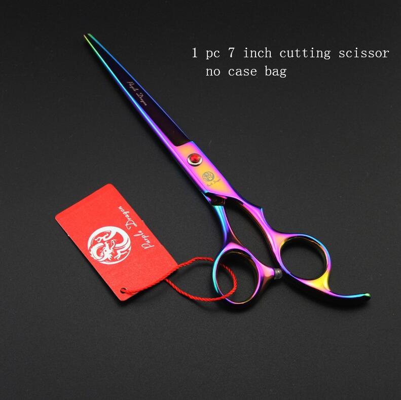 Purple dragon 7 inch Pet Scissors For Dog Grooming Straight &amp; Thinning &amp; Curved Scissors: colorful P-7S