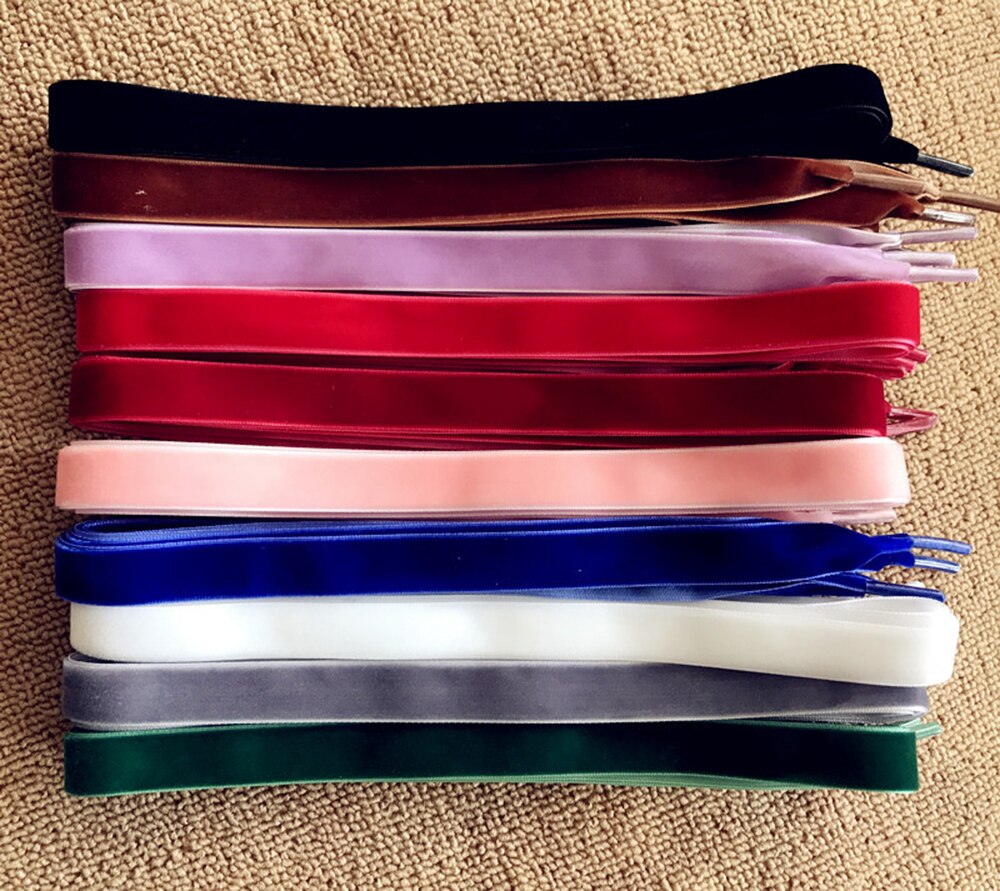 Flat Wide Lace Velvet Surface Shoelaces Women Men Black White Blue Colorful Shoes Laces for Sneaker Sports Casual Shoe Strap