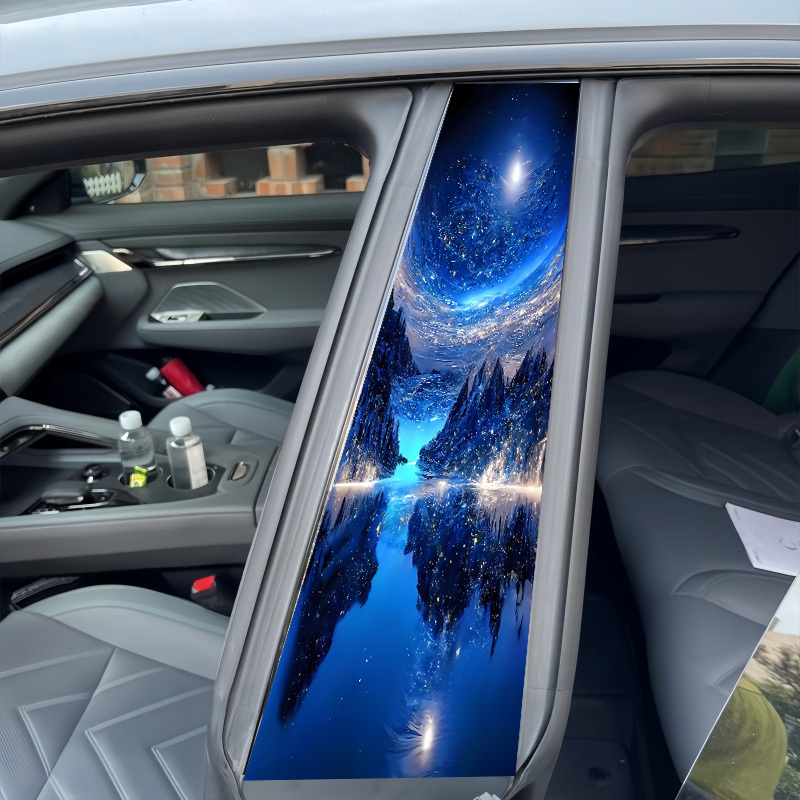 2PC Blue Galaxy en Moonlight Scenic Autosticker Waterdicht Krasbestendig B-stijl Beschermfolie Geschikt voor alle modellen