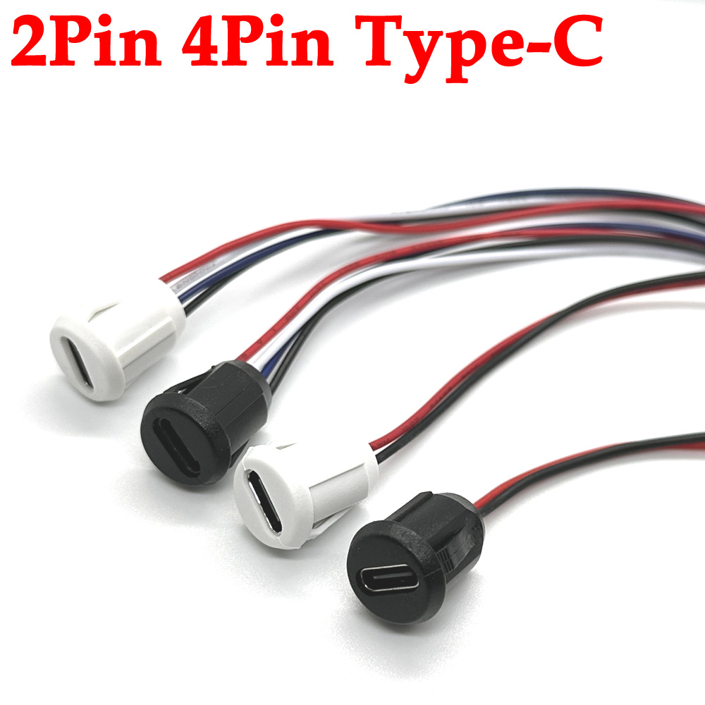 10 stk. usb -c 2 -bens 4 -bens højstrøms cc hurtigopladningsstik med  ph2.0 trykplade type-c hun vandtæt stik