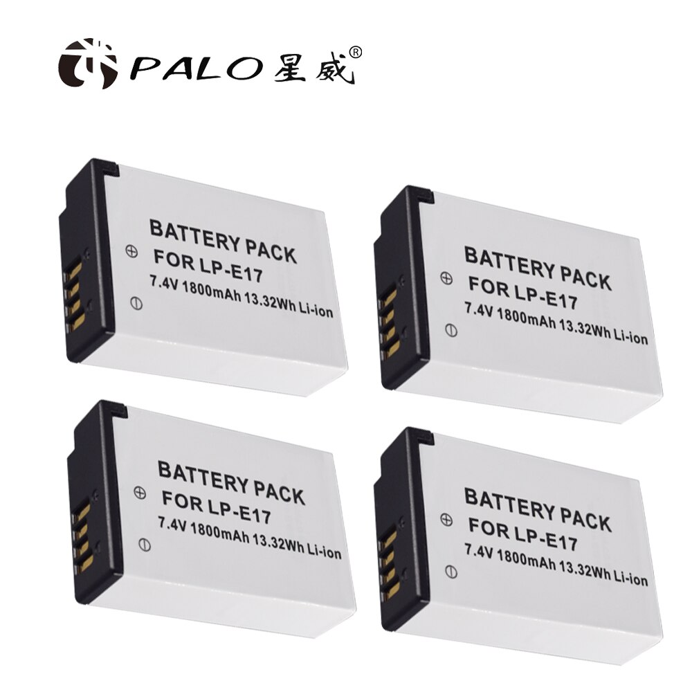 PALO 1-4 pièces LPE17 LP E17 LP-E17 Batterie + usb lpe17 chargeur pour appareil photo Canon EOS 200D M3 M6 750D 760D T6i T6s 800D 8000D Baiser X8i: 4pcs battery