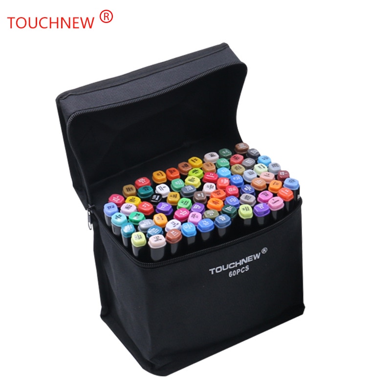 TOUCHNEW blanco y negro 40 colores arte rotuladores pincel lápiz boceto marcadores a base de Alcohol doble cabeza Manga dibujo bolígrafos arte suministros