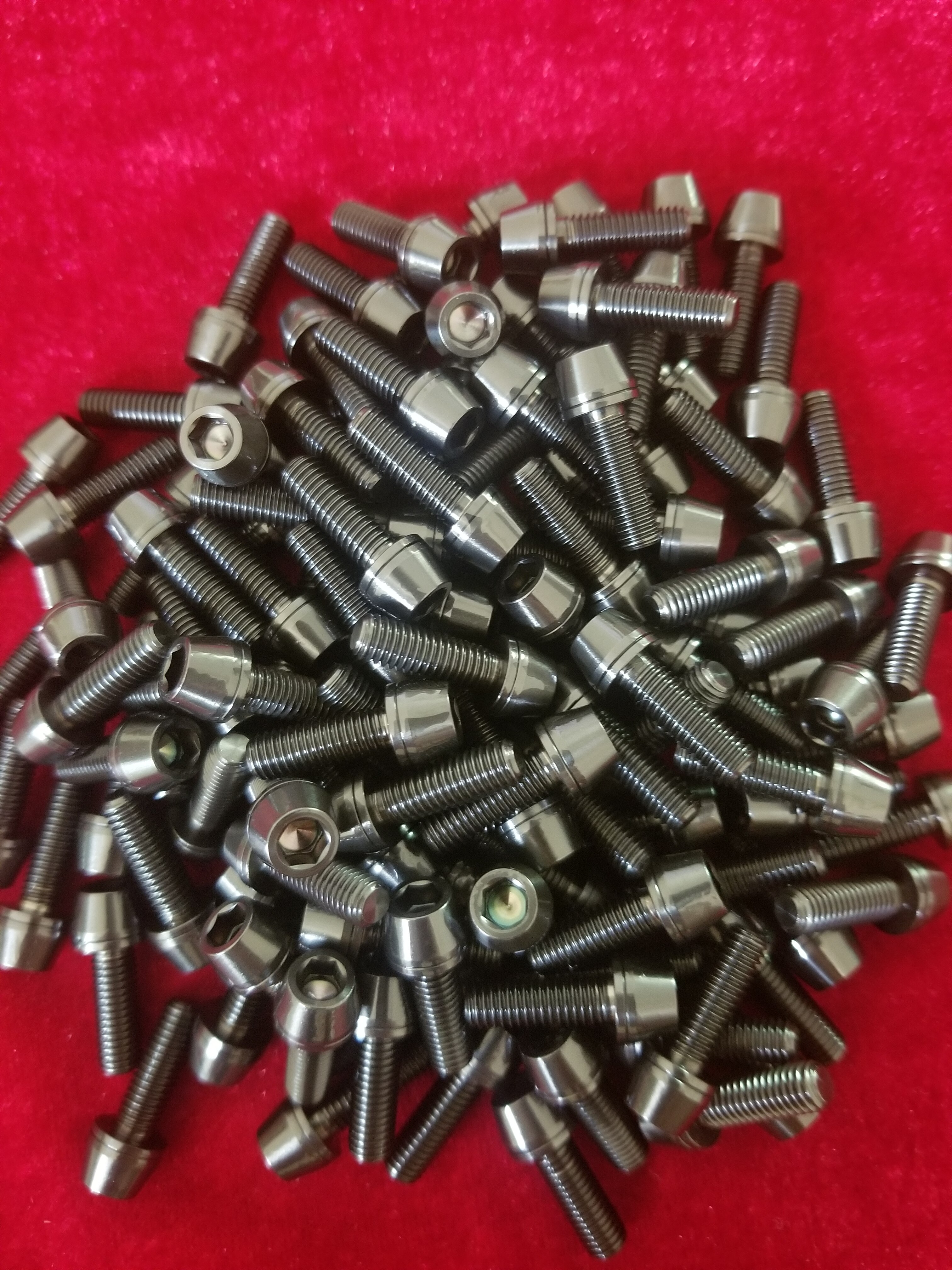 6pcs GR5 Bicycle Titanium Steel Screws Bolts With Titanium Washer M5*16mm TI-6al-4V DIN912 Inner Hexagon Ultralight