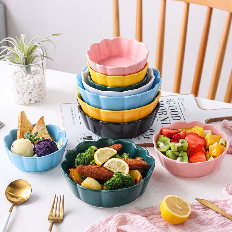 Ceramic Salad Bowl Net Red Cheese Baked Rice Baking Baking Bowl Fruit Dessert Home