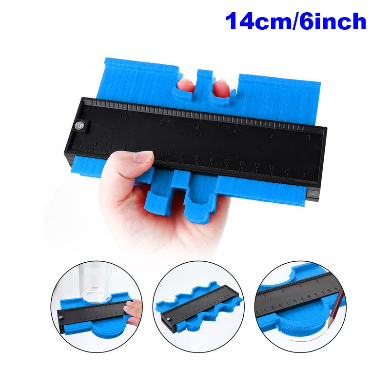 5/6/10Inch Profile Measuring Tools Deep Duplicator Tiling Laminate Woodworking Irregular Plastic Gauge Contour Gauge Ruled: 6 inch Blue