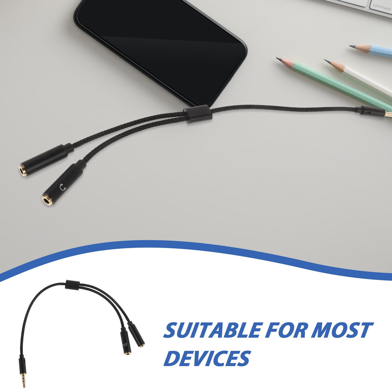 Ljudadapter 3 5mm dubbelt hörlursuttag mikrofonsplittertråd flätad nylonkabel hane till hona för basgitarrhögtalare