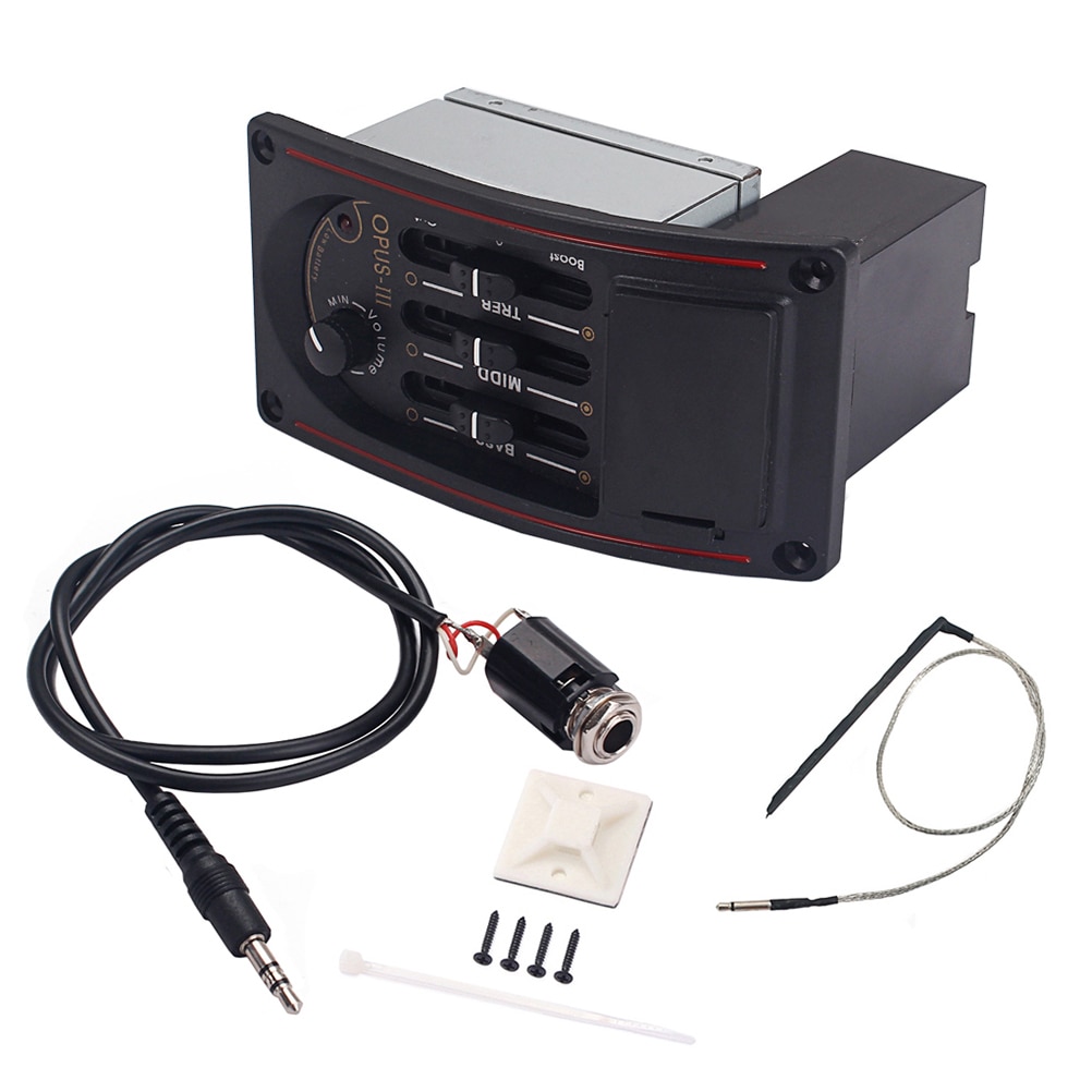 Acoustic Guitar 3 Band Preamp EQ Equalizer Pre-amp Piezo Pickup with Volume Control