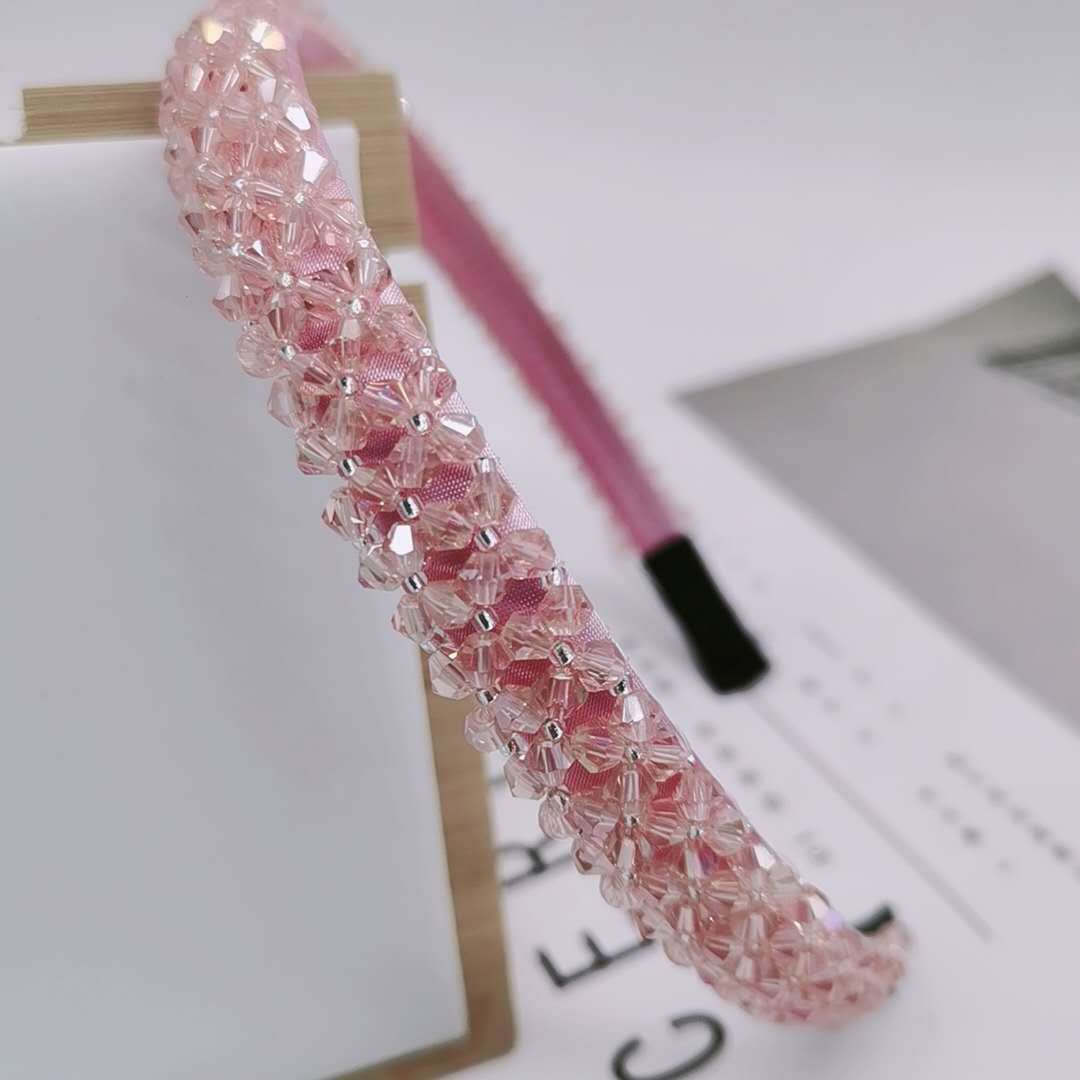 Cerchietti per capelli con perline fatti a mano per le donne larghi 4 file di cristallo dolce fascia per capelli copricapo da festa accessori per capelli da sposa gioielli: Zinco nero placcato