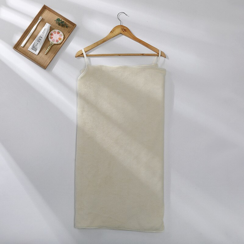 Polyester Coral Velvet Sling Bath Towel Woman Summer Thicken Wearable Bathing Towels Soft Comfortable Decorations Household: Creamy-white