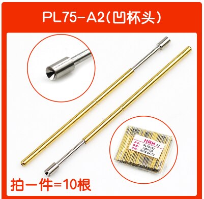 50 pièces ressort PCB Test sonde broche pointe de lance 0.74mm pointe Dia 1.3mm trou de forage Dia.: PL75-A2