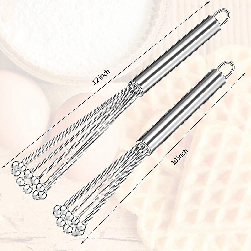 2 Stuks Rvs Bal Garde Draad Ei Whisk Set Keuken Gardes Voor Koken, Mengen, Kloppen, kloppend, Roeren